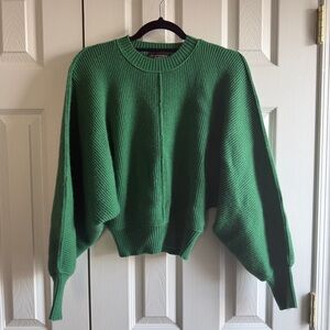 Carla Rockmore Collection Green Ribbed Knit Sweater XXS Batwing Dolman